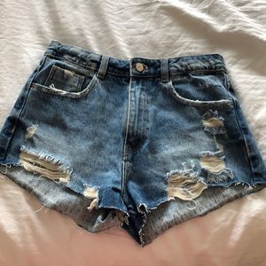 High waisted jean shorts